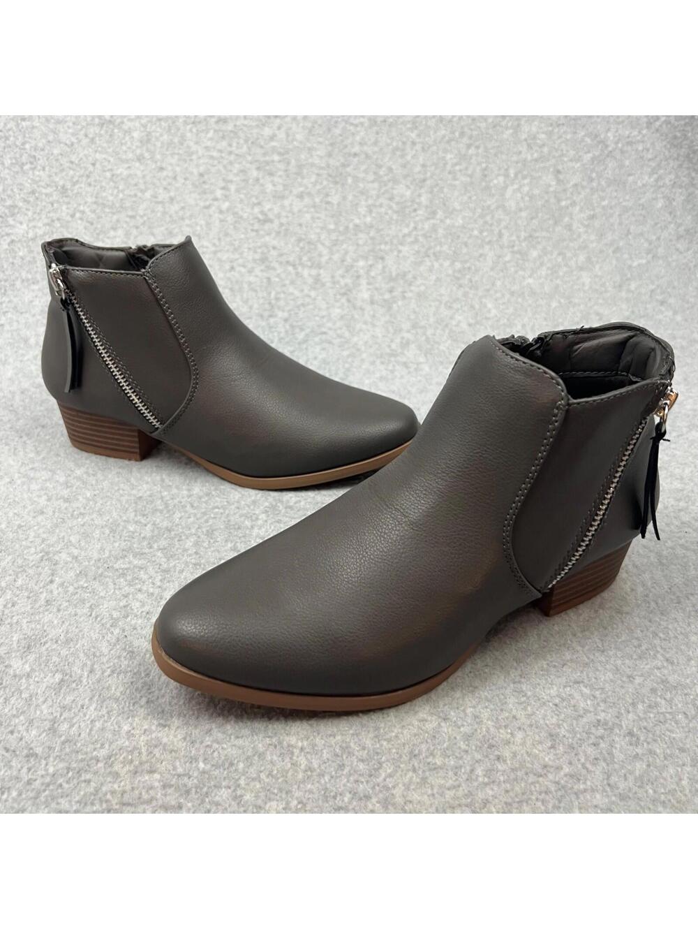 Croft & Barrow Women's Ankle Booties Boots Side Zipper Gray Size 6 Casual New